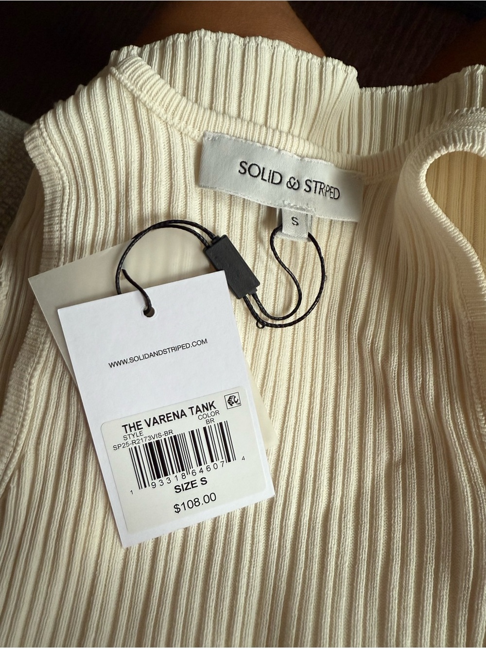 SOLID & STRIPED Ribbed Cropped Tank Top - White - Picture 5 of 6